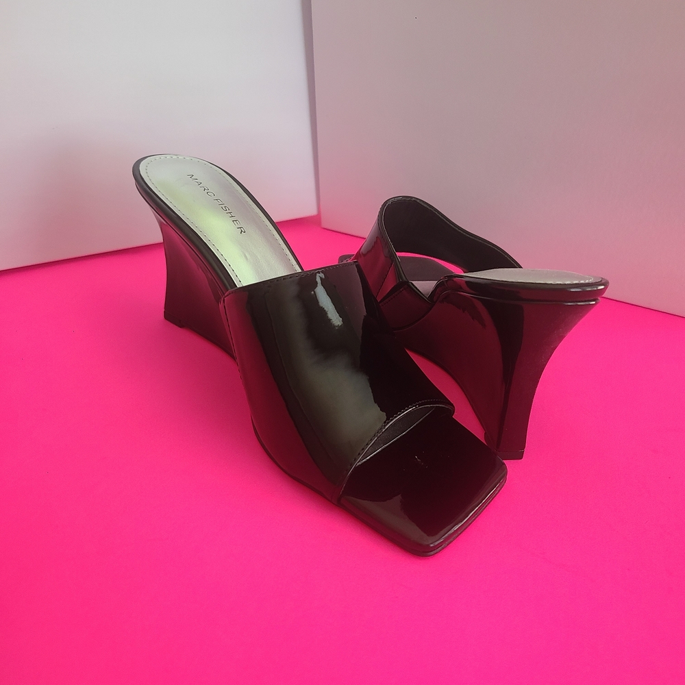 Marc Fisher Black Wedge Sandals